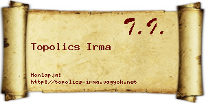 Topolics Irma névjegykártya